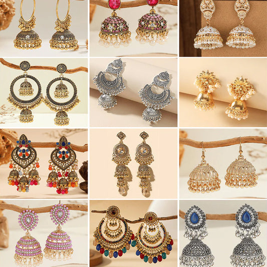Ethnic Essence Jhumka Collection - Pack of 12 pair jhumka earrings #3