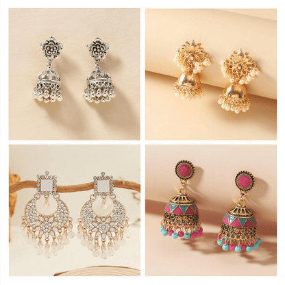 Luxe Heritage Collection - Pack Of 12 Pair Jhumka Earrings #23
