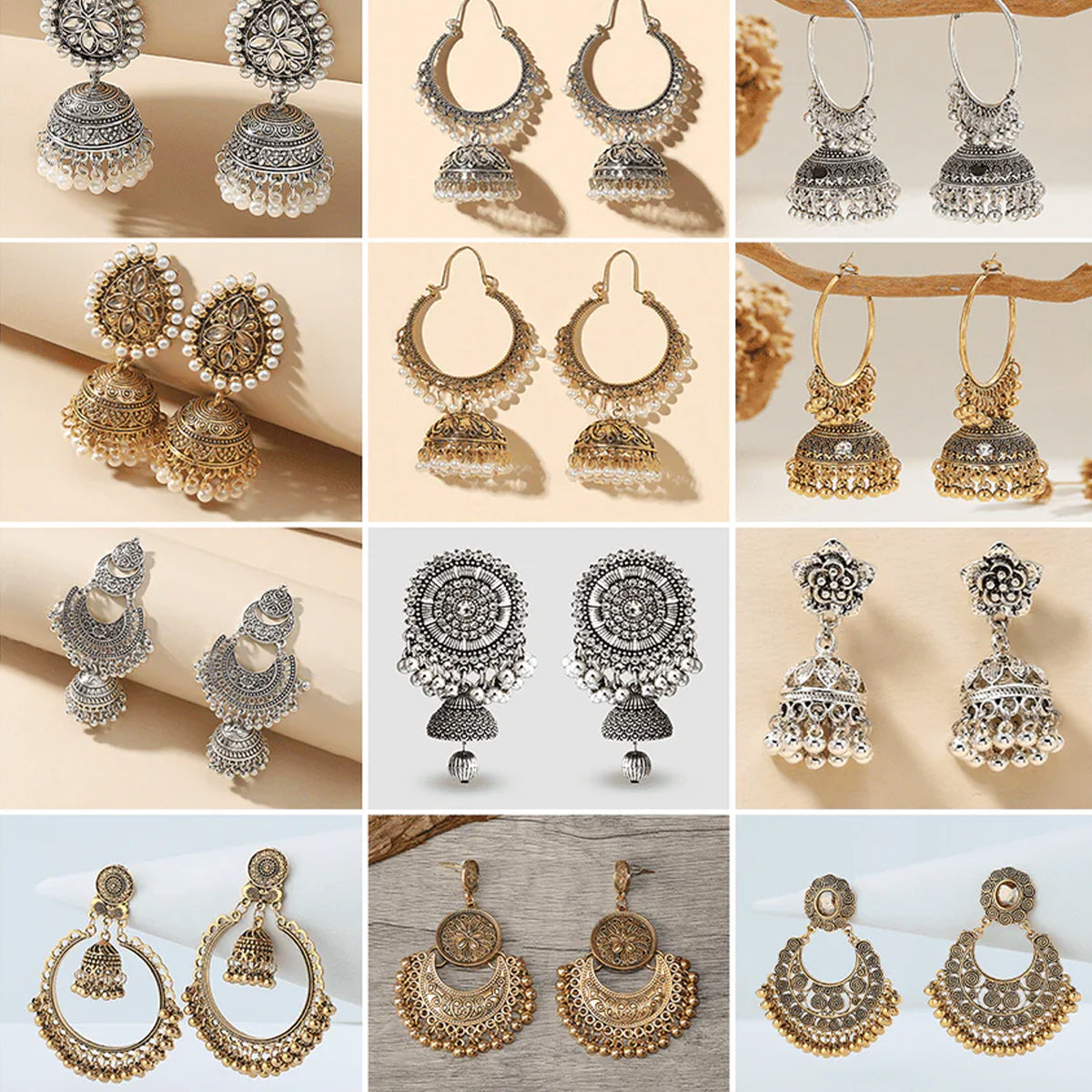 Divine Adornments Series - Pack Of 12 Pair Jhumka Earrings #16
