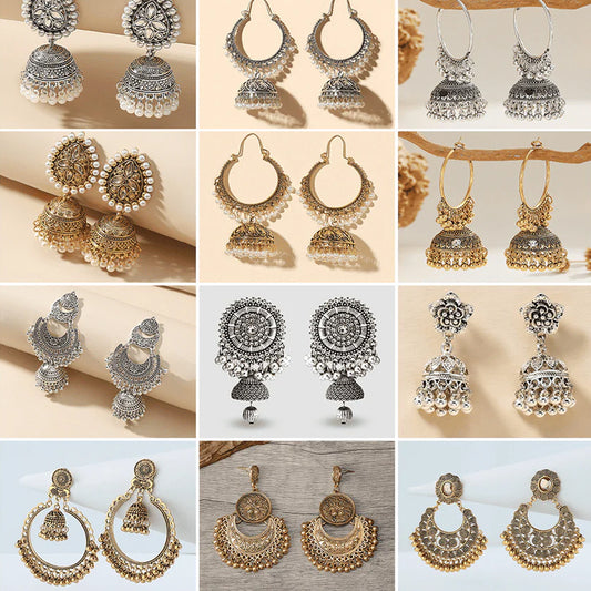 Divine Adornments Series - Pack Of 12 Pair Jhumka Earrings #16