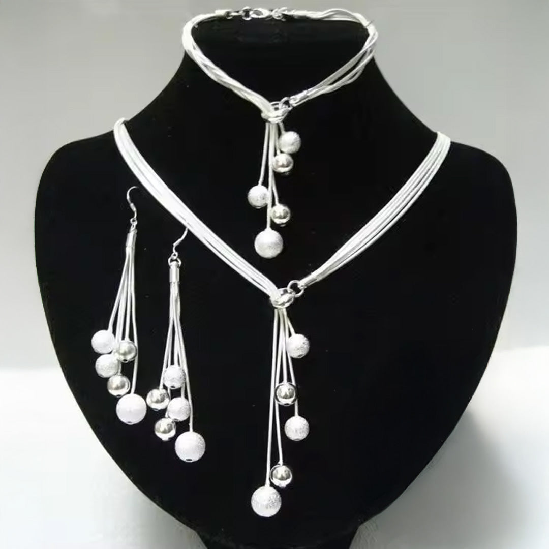 Women Elegant Waterdrop Rhinestone Pendant Necklace,Hook Earrings & Bracelet Jewelry Set of 4