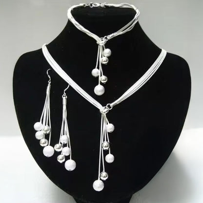 Women Elegant Waterdrop Rhinestone Pendant Necklace,Hook Earrings & Bracelet Jewelry Set of 4