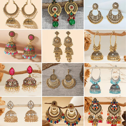 Cultural Chic Series - Pack Of 12 Pair Jhumka Earrings #25