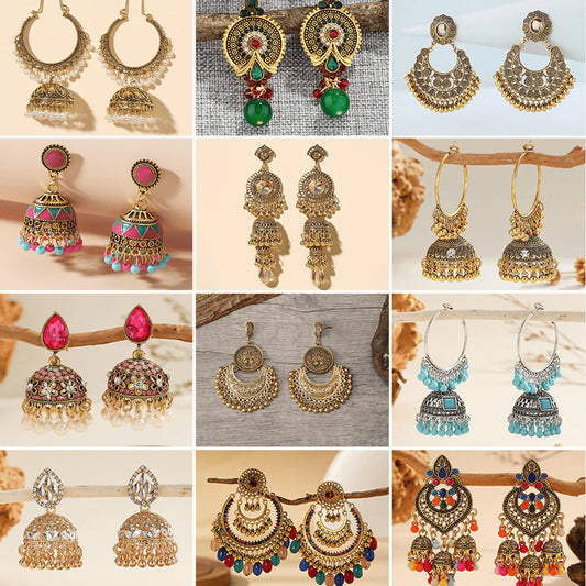 Cultural Chic Series - Pack Of 12 Pair Jhumka Earrings #25