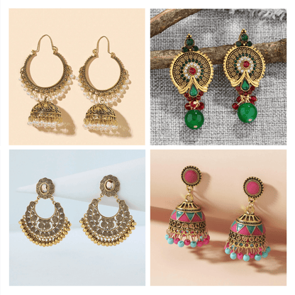 Cultural Chic Series - Pack Of 12 Pair Jhumka Earrings #25