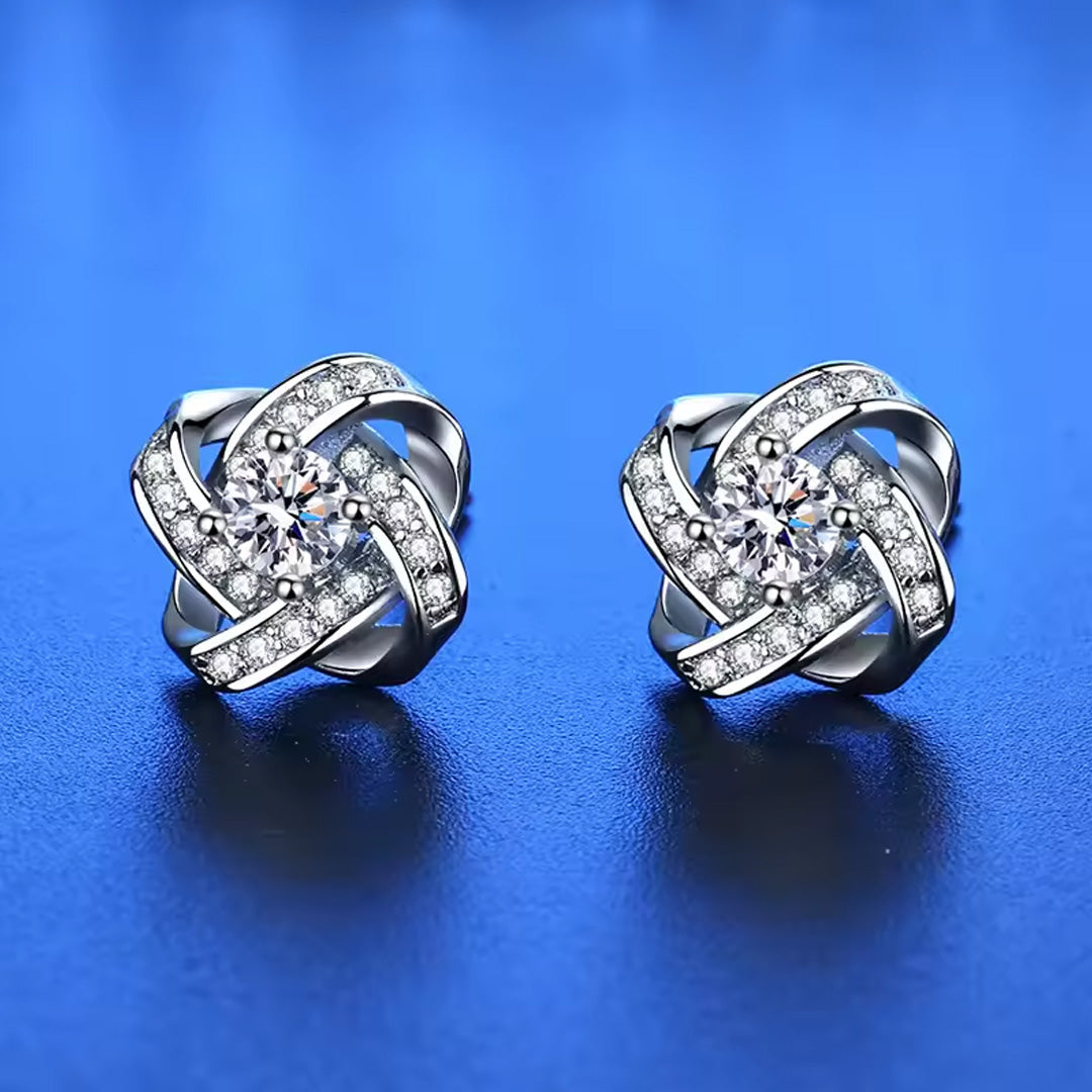 Silver Stud zircon Diamond Look Earrings For Women Jewelry Accessories Pack of 9 Pairs