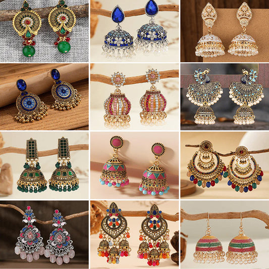 Cultural Canvas Collection - Pack Of 12 Pair Jhumka Earrings #14