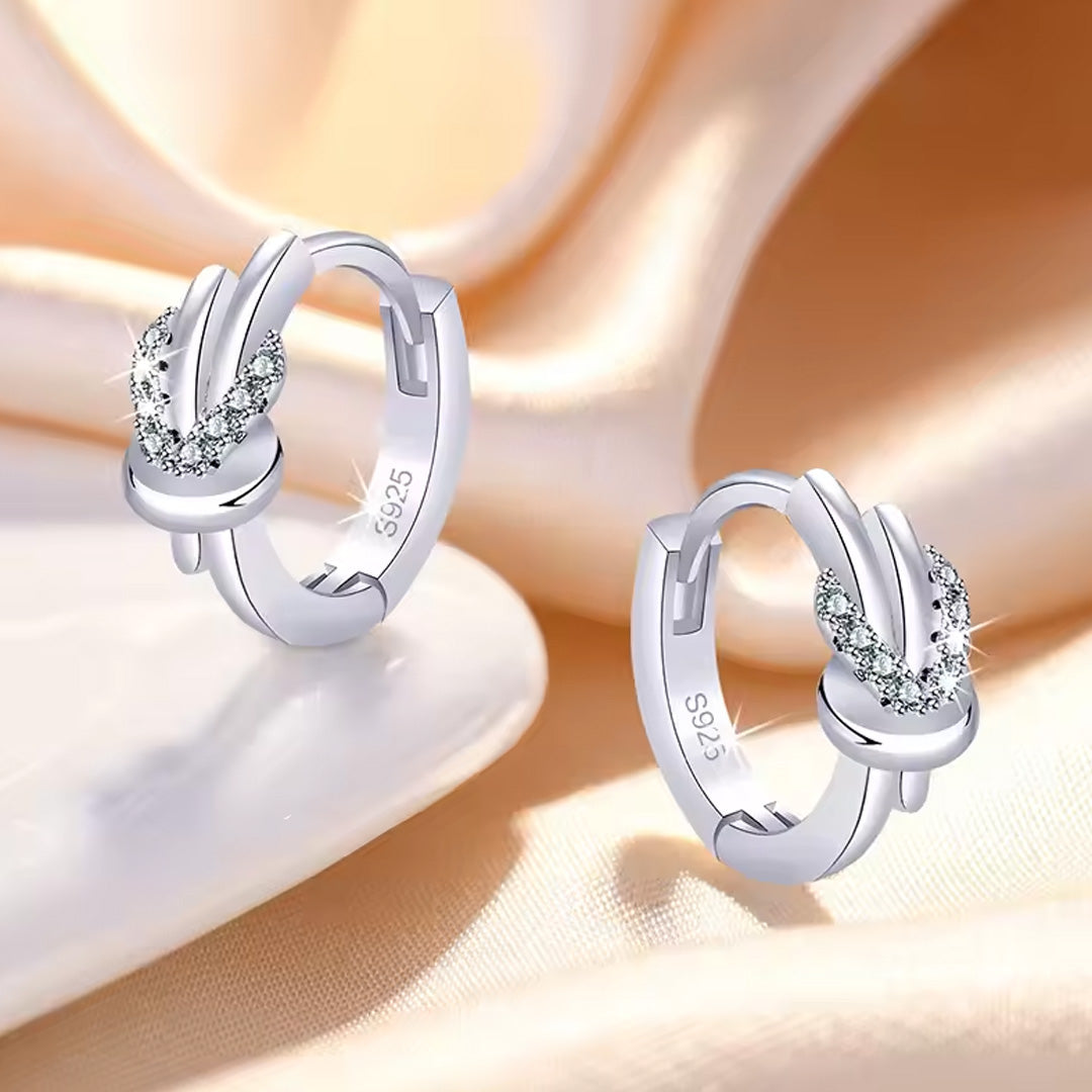 Sterling Silver Zircon Buckle Earrings For Exquisite Women Fashion Accessories pack of 9 pairs