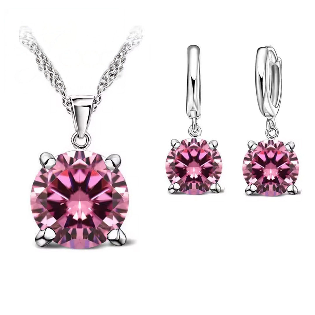 Women Elegant Waterdrop Rhinestone Pendant Necklace & Hook Earrings Jewelry Set of 3 pc