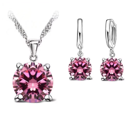 Women Elegant Waterdrop Rhinestone Pendant Necklace & Hook Earrings Jewelry Set of 3 pc
