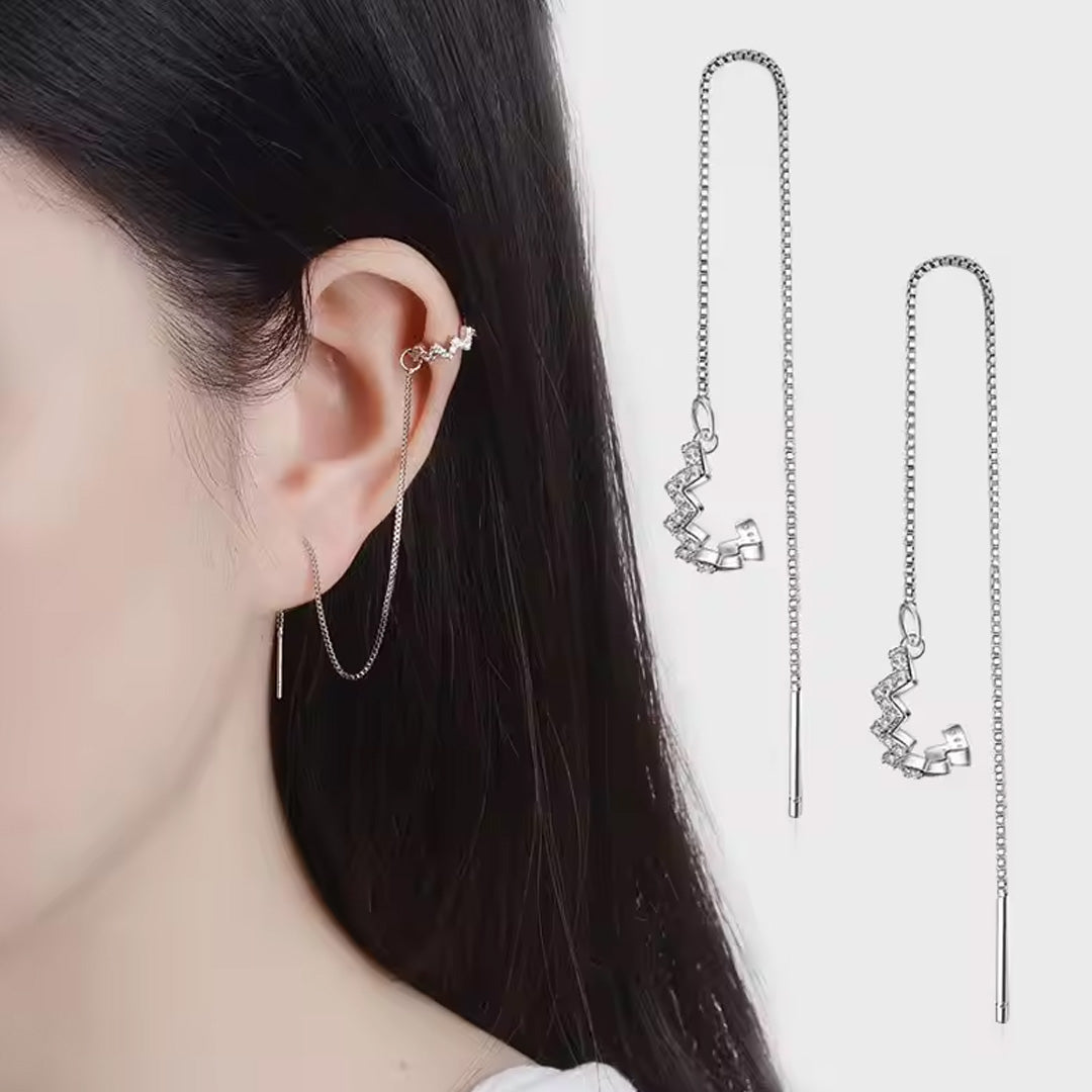 Silver Flowers Zircon Stud Earrings Accessories For Women Pack of 9 Pairs