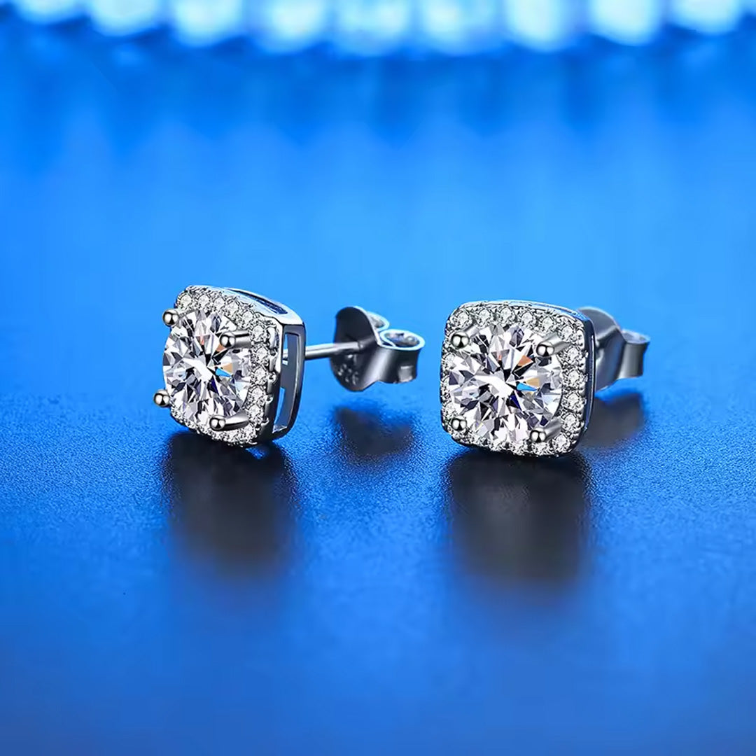 Silver Stud zircon Diamond Look Earrings For Women Jewelry Accessories Pack of 9 Pairs