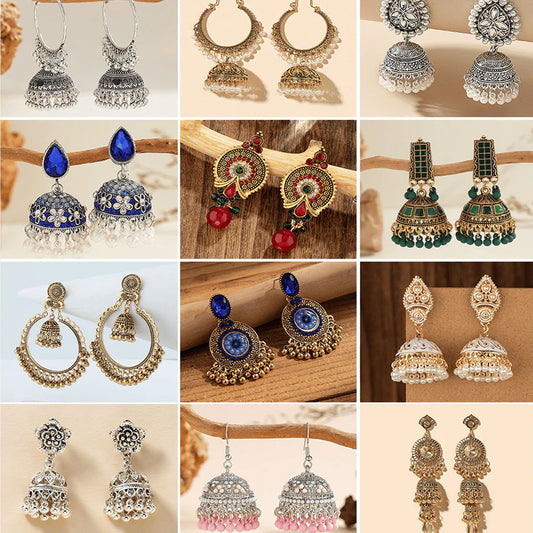 Artisan Aura Jhumka Series -  Pack Of 12 Pair Jhumka Earrings #9