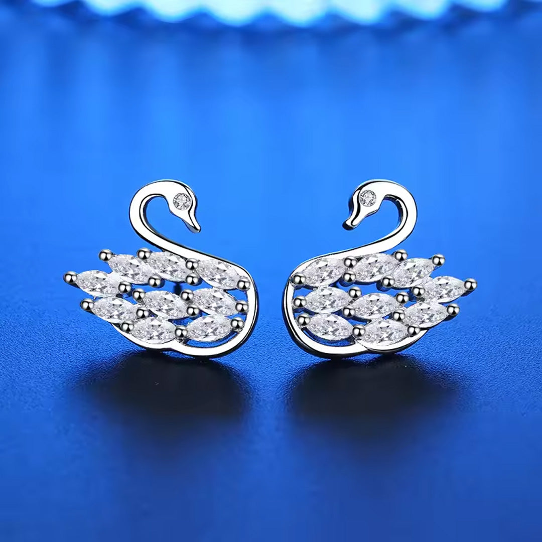 Silver Stud zircon Diamond Look Earrings For Women Jewelry Accessories Pack of 9 Pairs