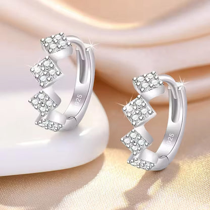Sterling Silver Zircon Buckle Earrings For Exquisite Women Fashion Accessories pack of 9 pairs