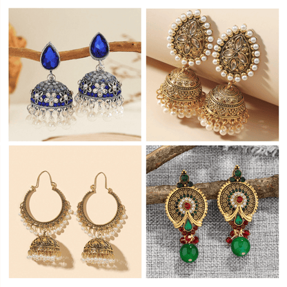 Elegant Echoes Collection - Pack Of 12 Pair Jhumka Earrings #5