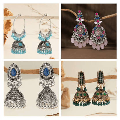 Elegant Echoes Collection - Pack Of 12 Pair Jhumka Earrings #5