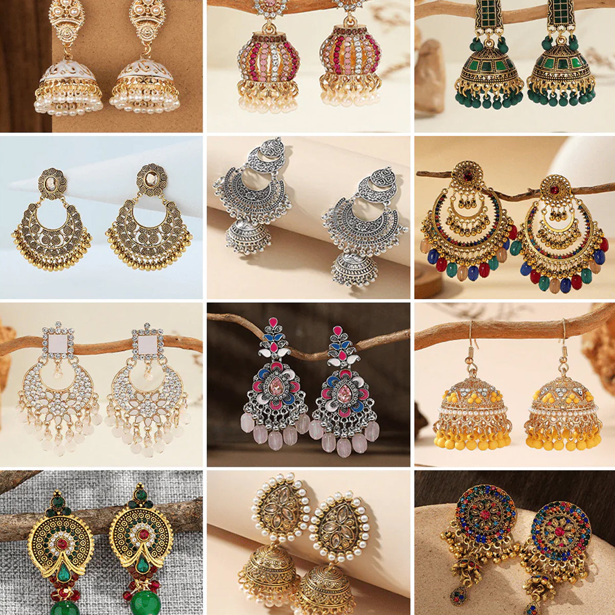 Regal Resonance Collection - Pack of 12 pair multicolor jhumka earrings #2