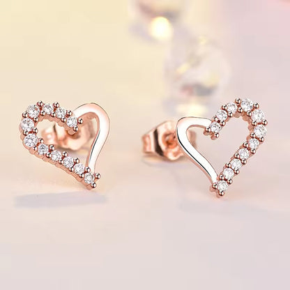 Silver Heart AAA Zircon Stud Earrings Accessories For Women Pack of 9 Pairs