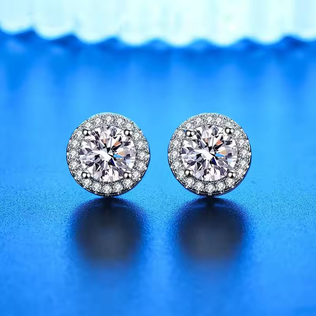 Silver Stud zircon Diamond Look Earrings For Women Jewelry Accessories Pack of 9 Pairs