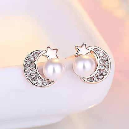 Silver Flowers Zircon Stud Earrings Accessories For Women Pack of 9 Pairs