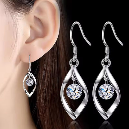 Silver Color Simple Round Bling CZ Zircon Stone Stud Korean Earrings for Women pack of 9 pairs