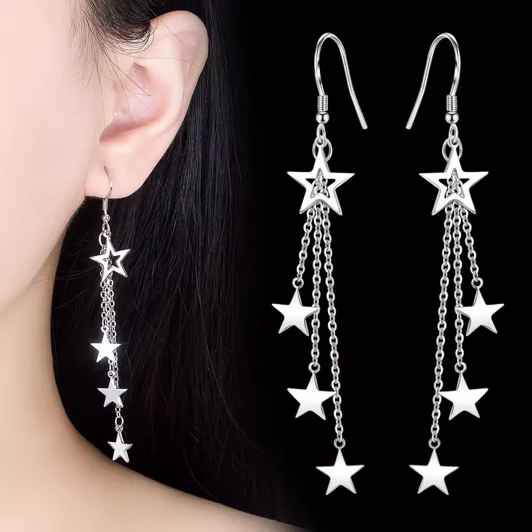 Sterling Silver Color Simple Bling CZ Zircon Stone Stud Korean Earrings for Women Pack of 9 Pairs