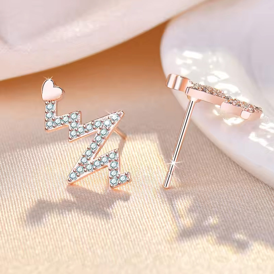 Silver Heart AAA Zircon Stud Earrings Accessories For Women Pack of 9 Pairs