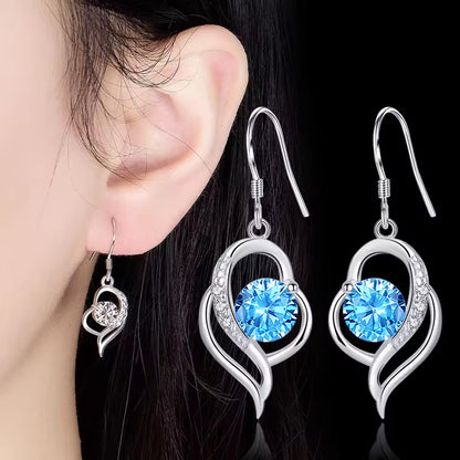 Sterling Silver Color Simple Bling CZ Zircon Stone Stud Korean Earrings for Women Pack of 9 Pairs